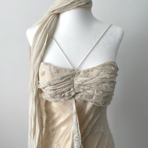 00s beaded dress with matching scarf